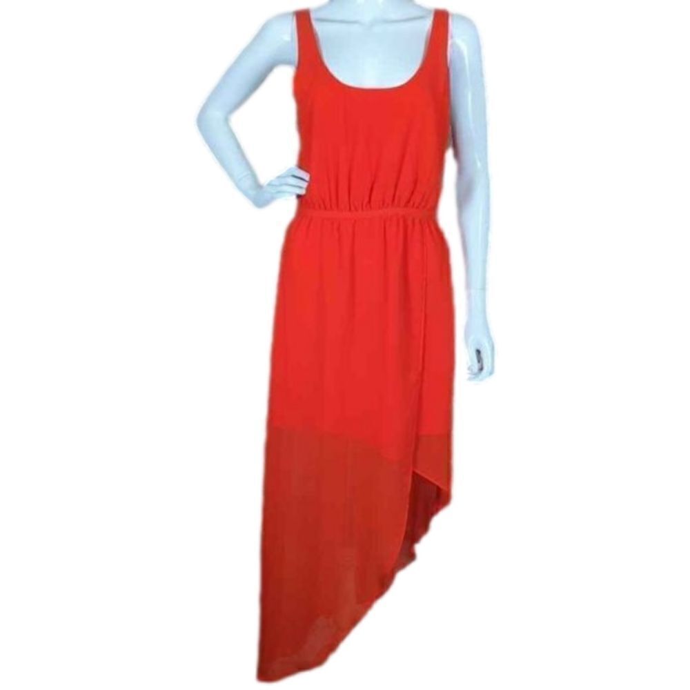 Silence + Noise Womens Orange High-Low Maxi Dress Cutout Cage Back Size M
